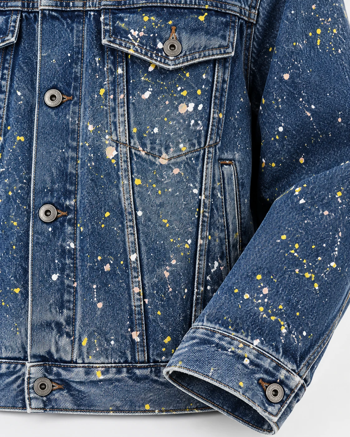Blue Paint-Splattered Denim Jacket — AI design reference 5