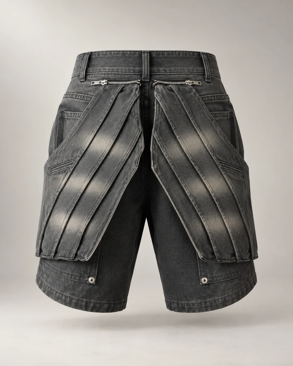 Grey Adjustable Panel Denim Shorts — AI design reference 2