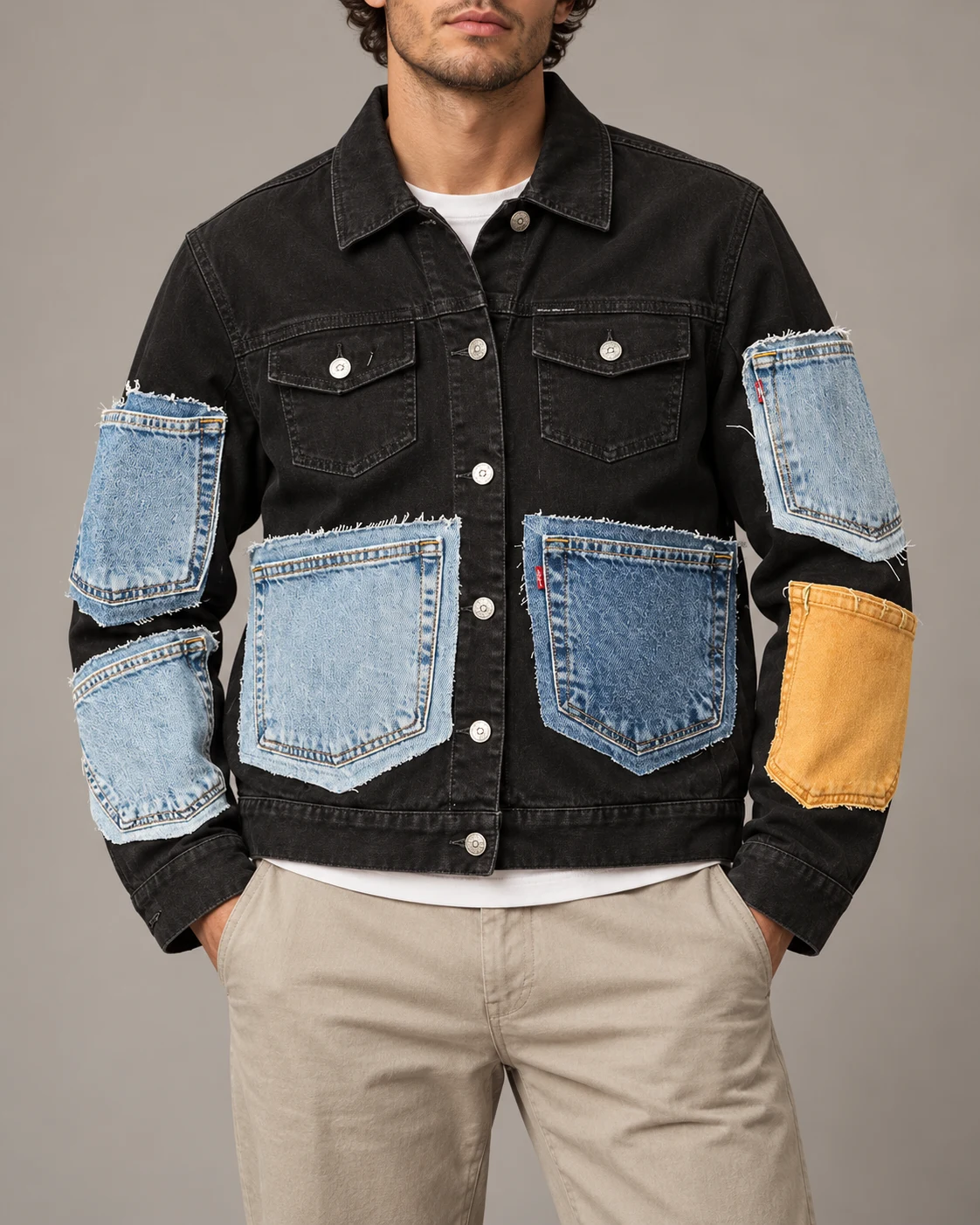Black Contrast Pocket Denim Jacket — AI design reference 2