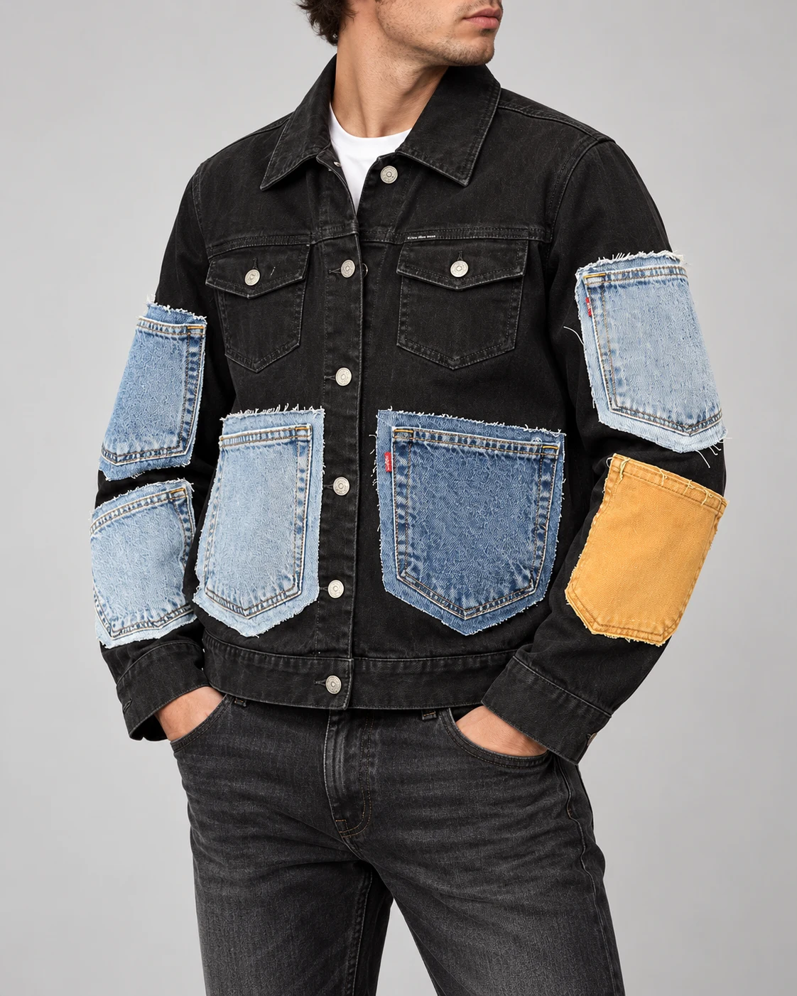 Black Contrast Pocket Denim Jacket — AI design reference 3