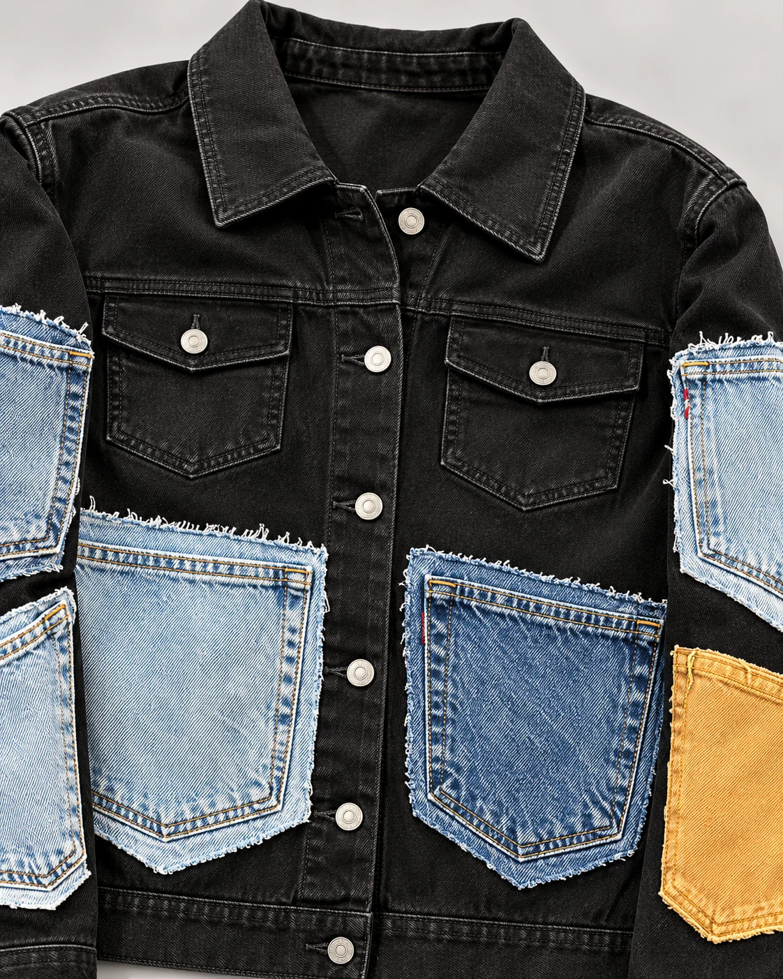 Black Contrast Pocket Denim Jacket — AI design reference 4