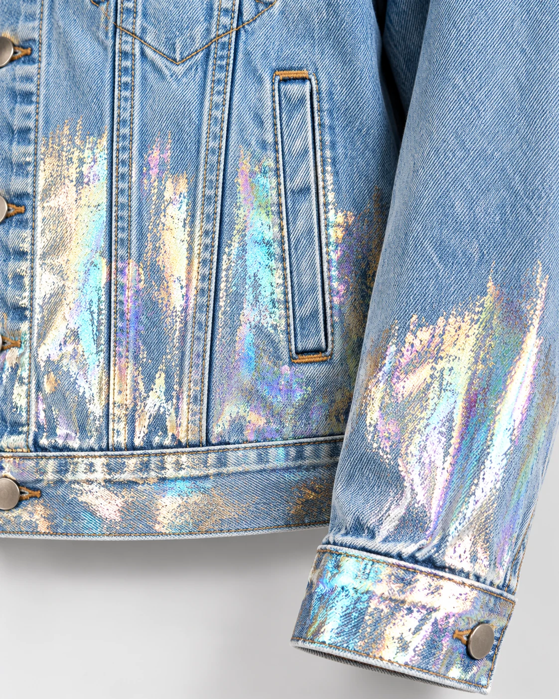 Blue Iridescent Foil Denim Jacket — AI design reference 5