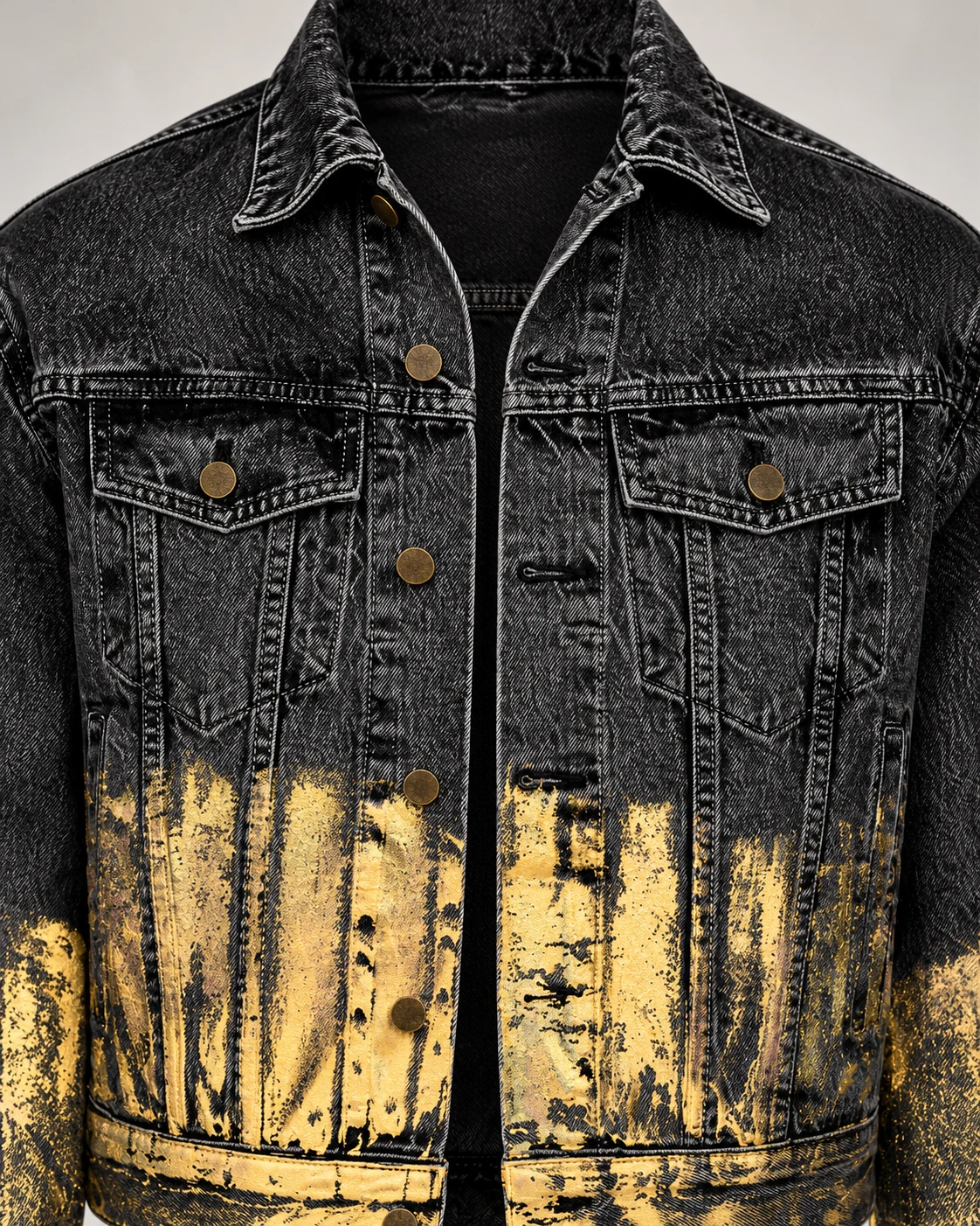 Black Gold Foil Denim Jacket — AI design reference 4