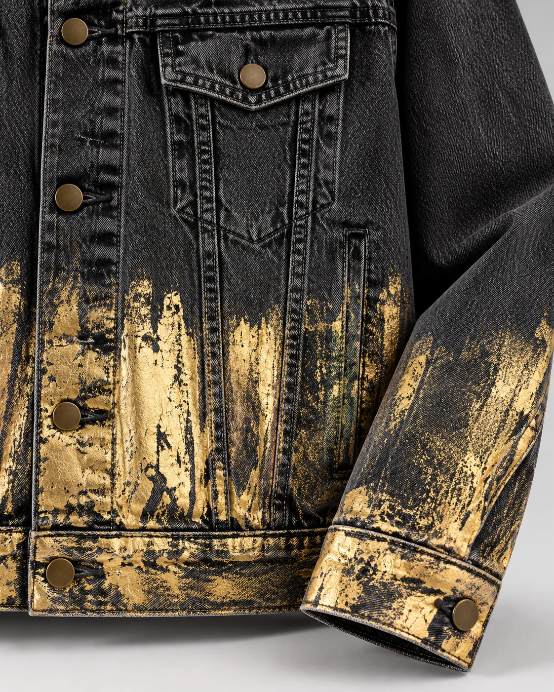 Black Gold Foil Denim Jacket — AI design reference 5