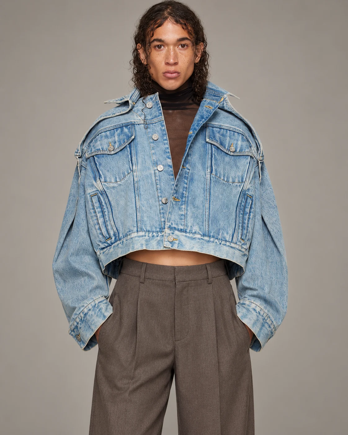 Light Blue Drop-Shoulder Cropped Denim Jacket — AI design reference 2