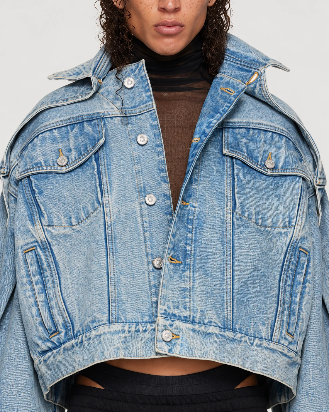 Light Blue Drop-Shoulder Cropped Denim Jacket — AI design reference 4