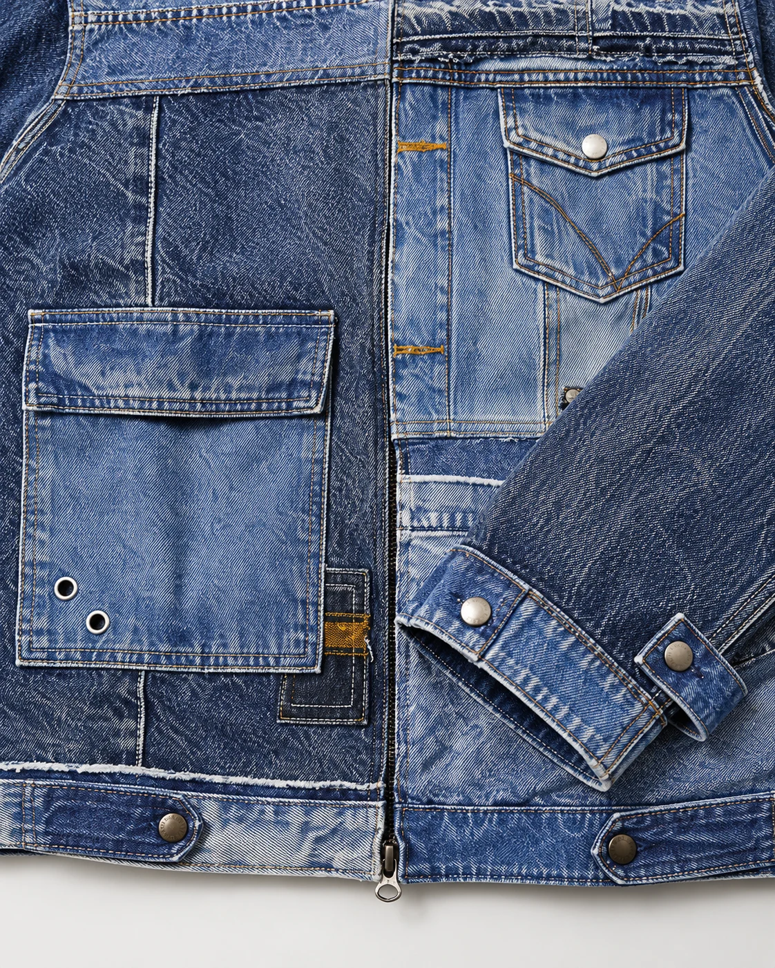 Blue Asymmetric Multi-Pocket Denim Jacket — AI design reference 5