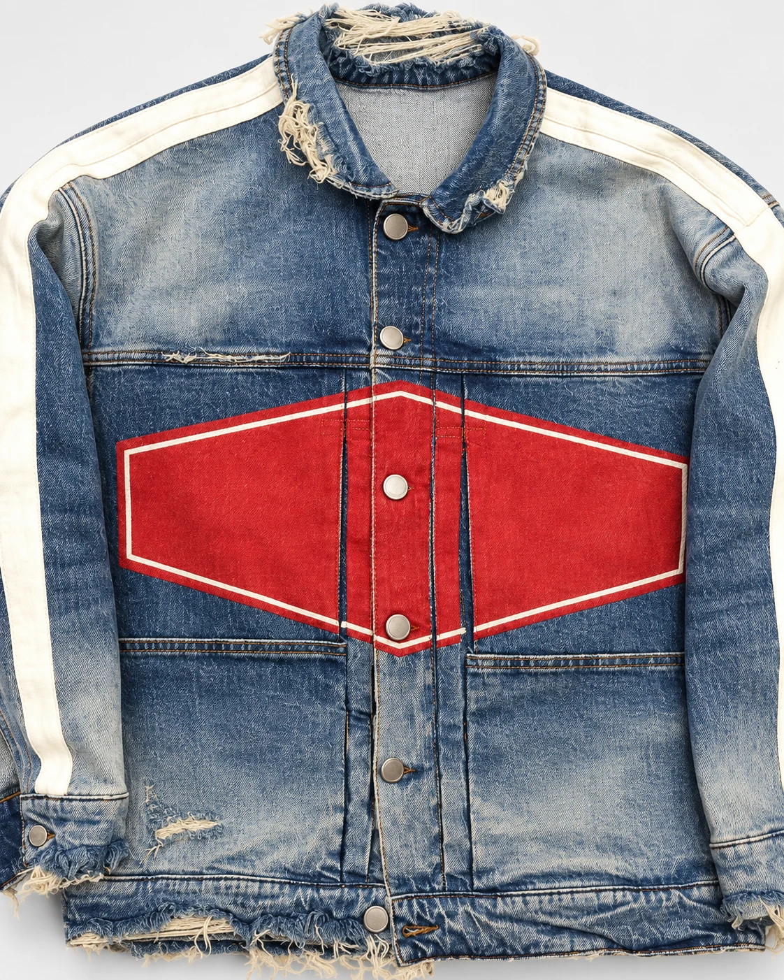 Blue Graphic Distressed Denim Jacket — AI design reference 4