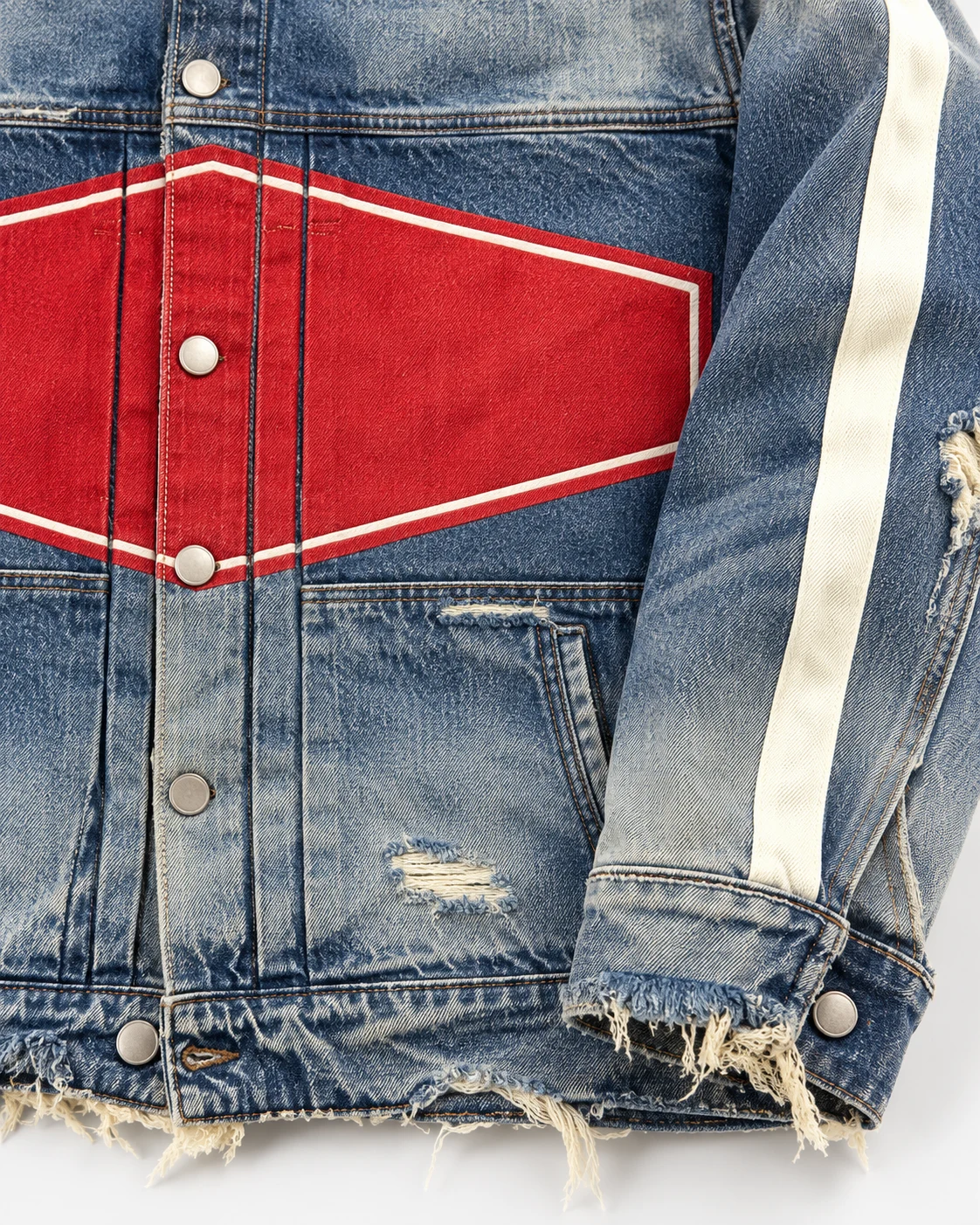 Blue Graphic Distressed Denim Jacket — AI design reference 5