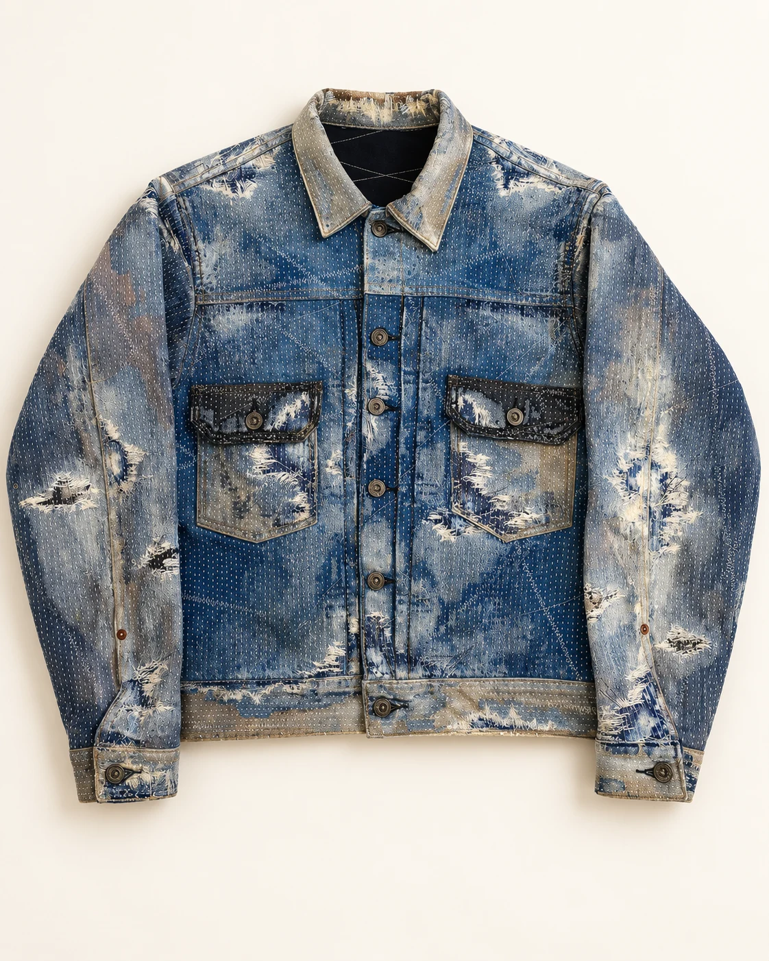 Vintage Sashiko Repair Denim Jacket — AI design reference 1