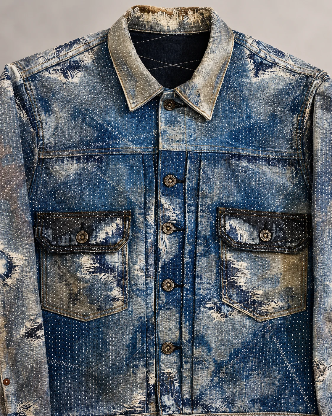 Vintage Sashiko Repair Denim Jacket — AI design reference 4