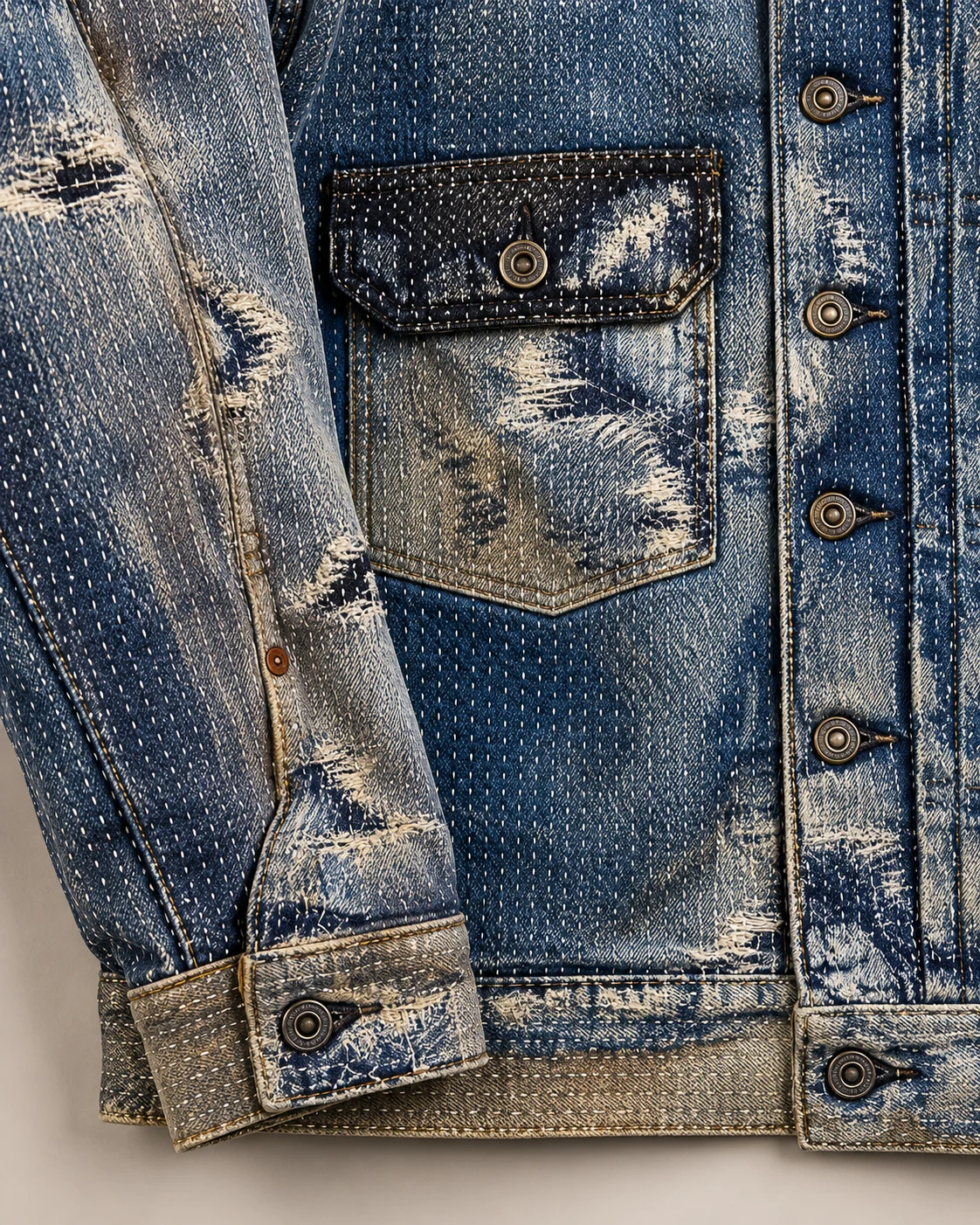 Vintage Sashiko Repair Denim Jacket — AI design reference 5