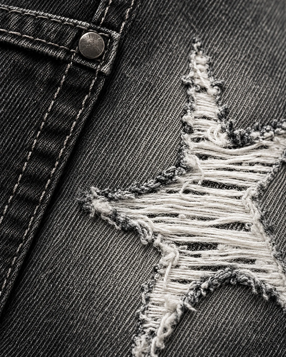Grey Black Distressed Star Shorts — AI design reference 5