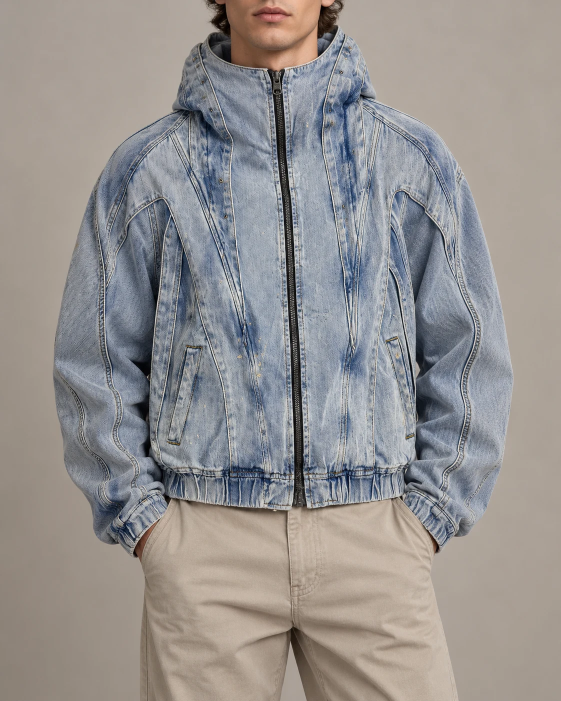 Light Blue Full-Zip Denim Hooded Jacket — AI design reference 2