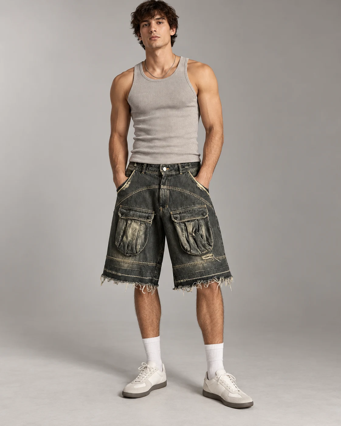 Olive Green Utility Pocket Shorts — AI design reference 4