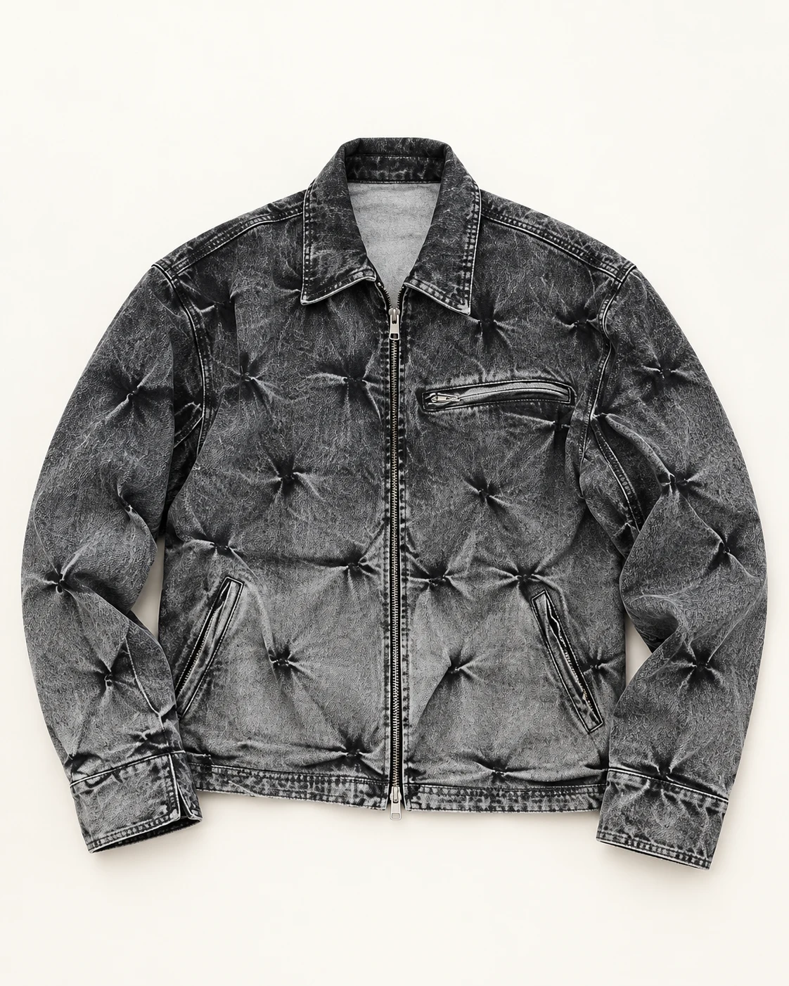 Charcoal Pinched Denim Zip Jacket — AI design reference 1