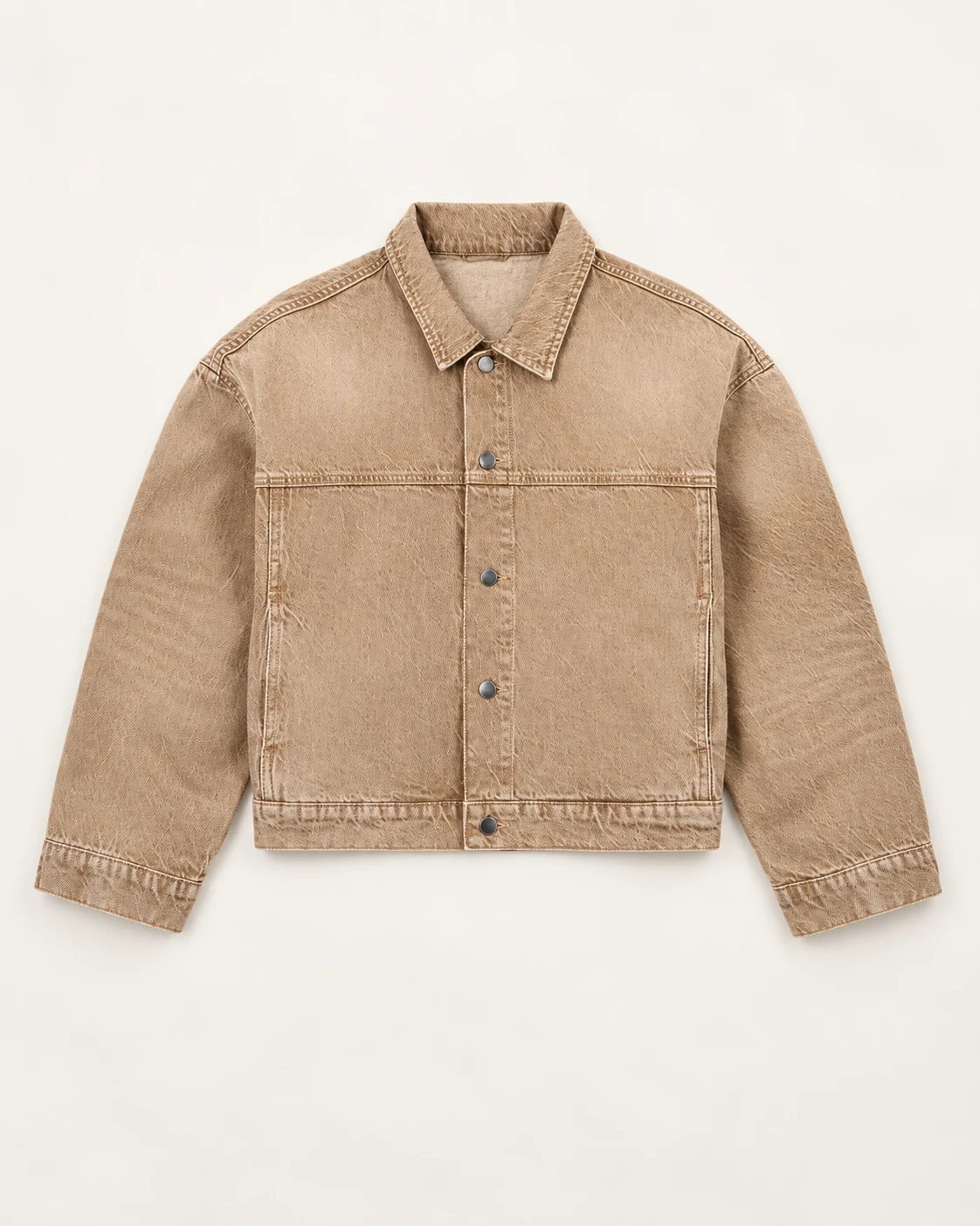 Tan Minimal Cropped Denim Jacket — AI design reference 1