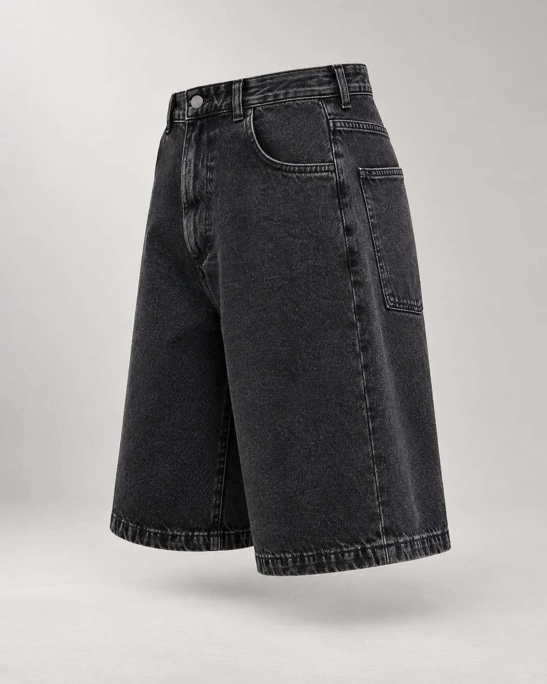 Black Straight Fit Denim Shorts — AI design reference 3