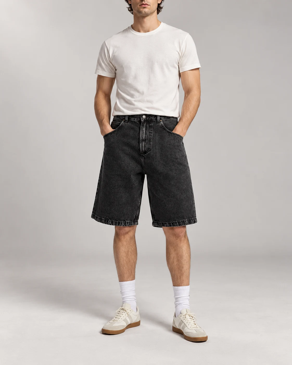 Black Straight Fit Denim Shorts — AI design reference 4