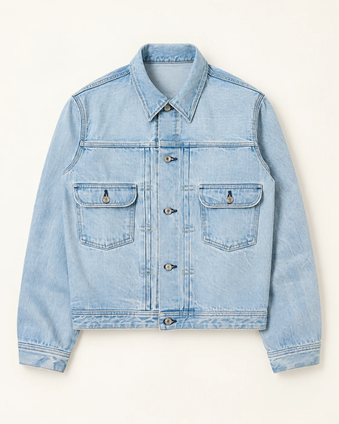 Light Blue Bleach-Washed Denim Jacket — AI design reference 1