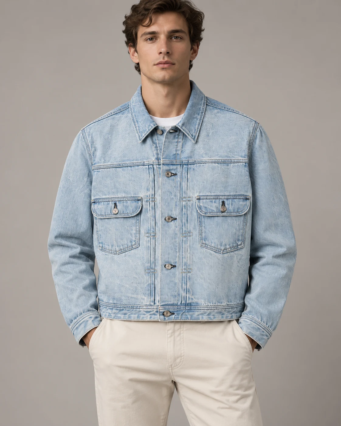 Light Blue Bleach-Washed Denim Jacket — AI design reference 2