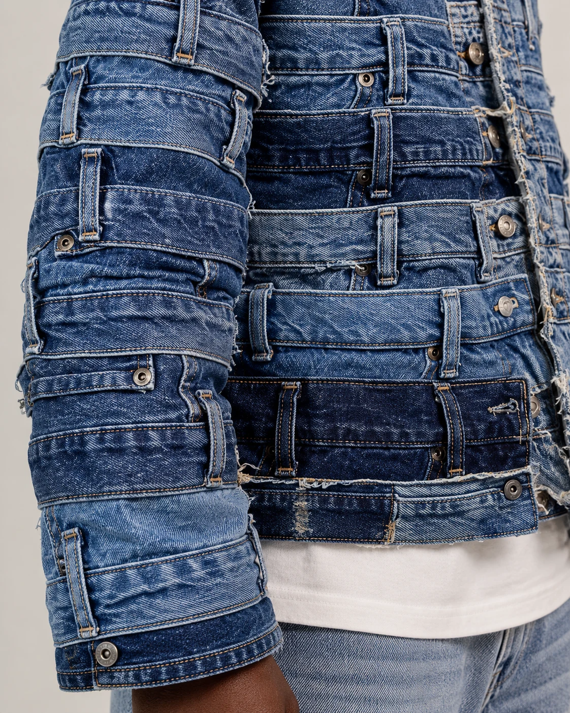 Waistband Patchwork Denim Jacket — AI design reference 5