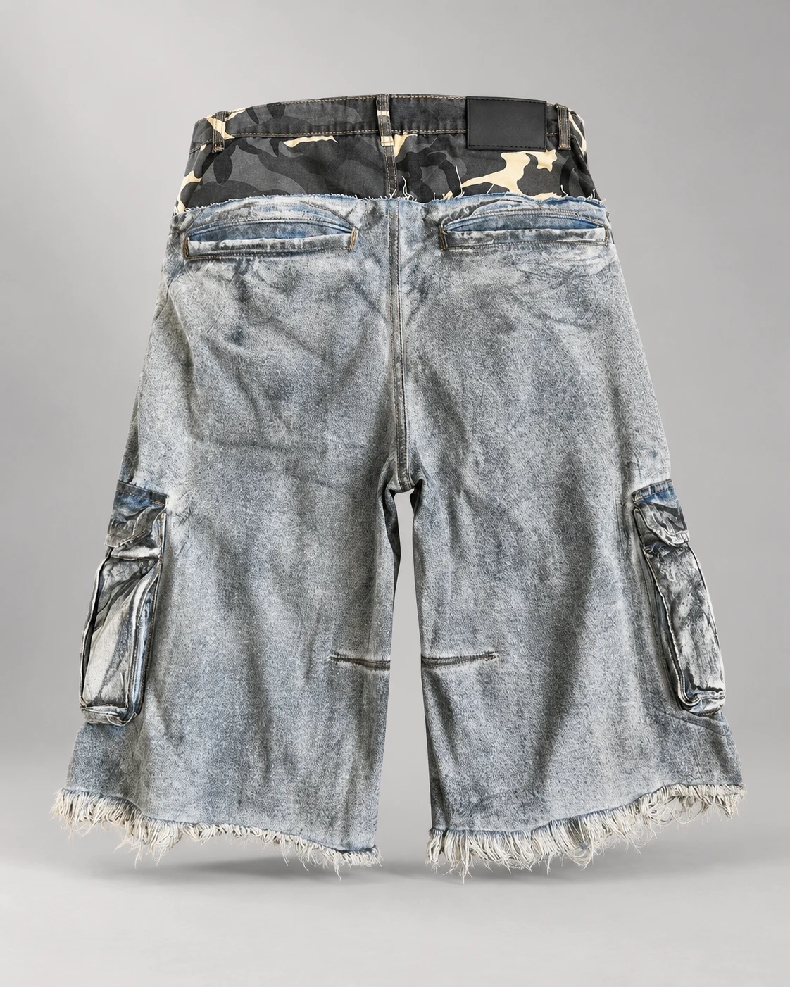 Light Blue Camo Waist Cargo Shorts — AI design reference 2