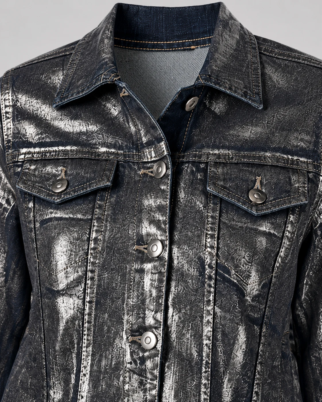 Black and Silver Brushed Denim Jacket — AI design reference 4
