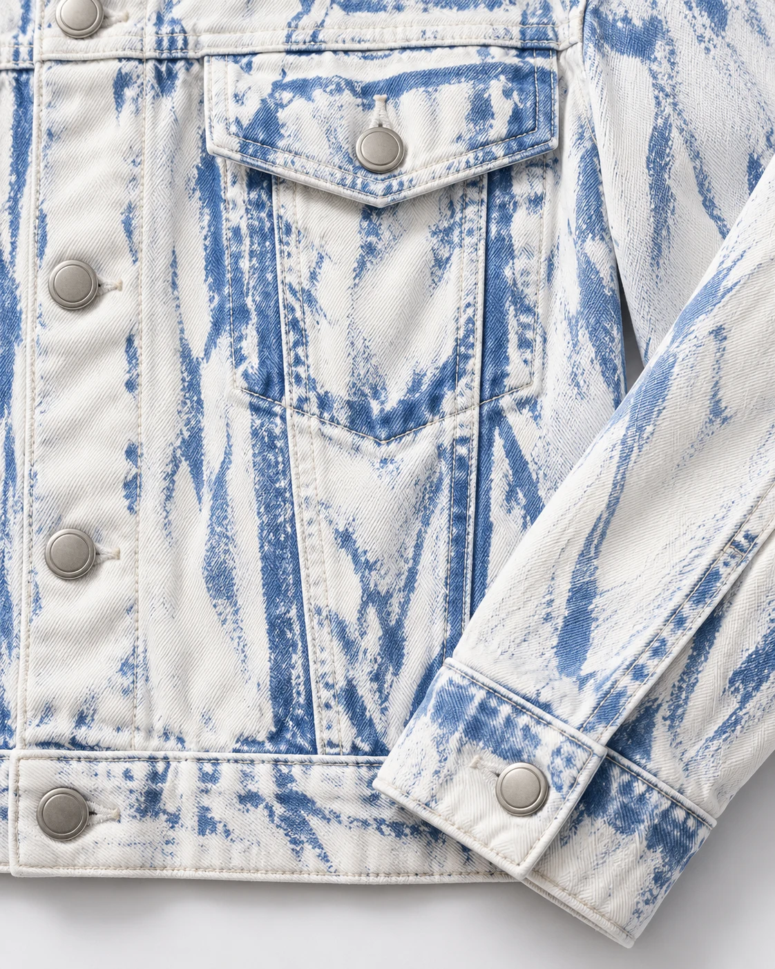 White and Blue Bleach-Washed Denim Jacket — AI design reference 5
