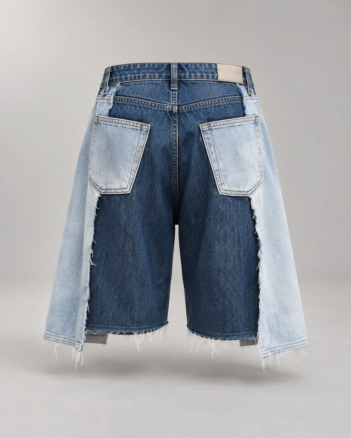 Two-Tone Blue Layered Denim Shorts — AI design reference 2