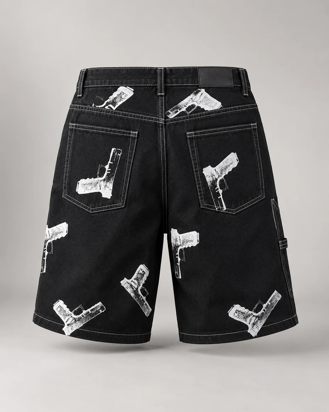 Black White Graphic Denim Shorts — AI design reference 2