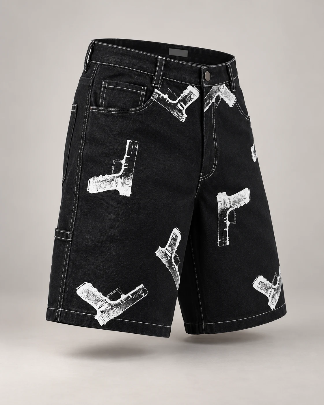 Black White Graphic Denim Shorts — AI design reference 3