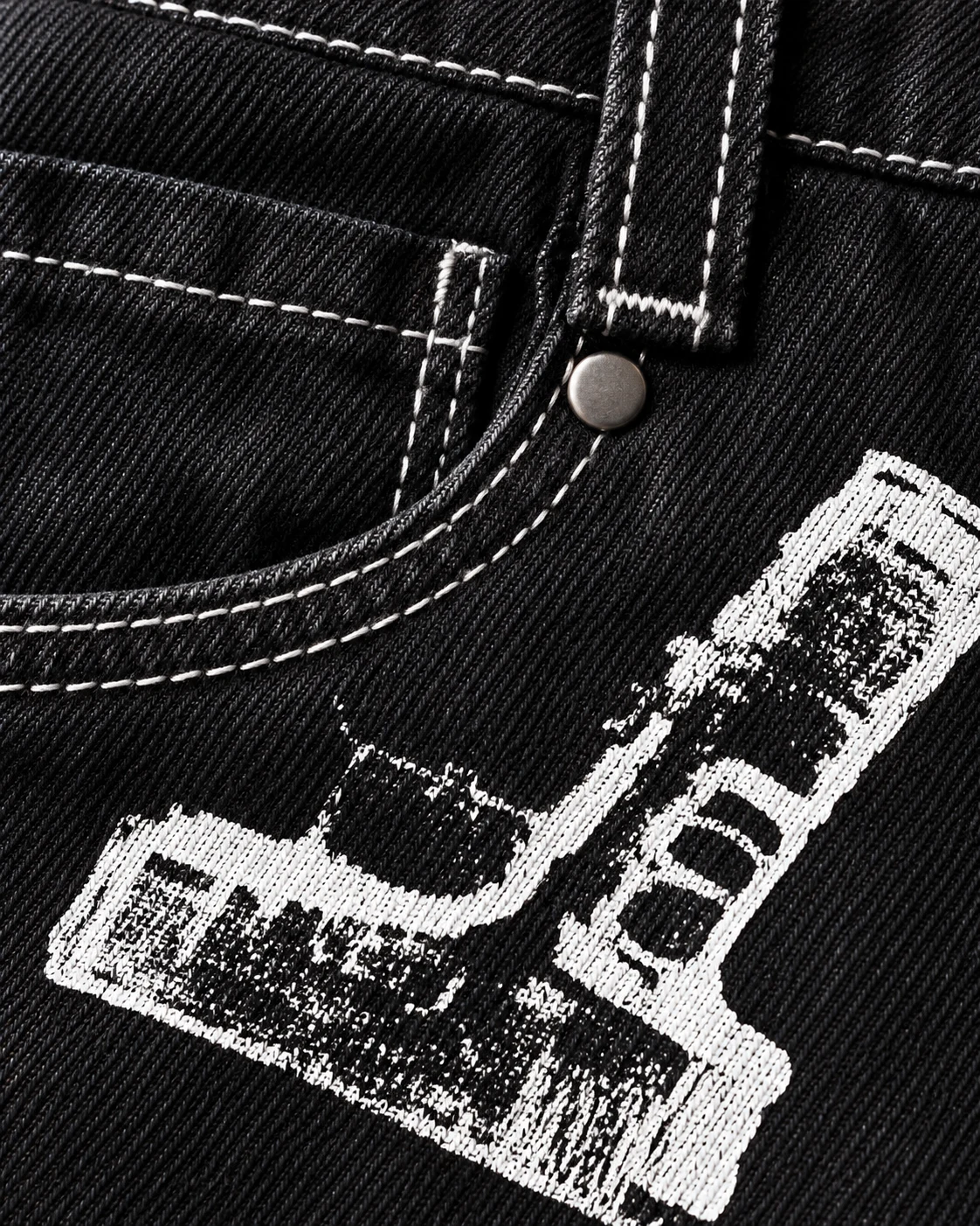 Black White Graphic Denim Shorts — AI design reference 5