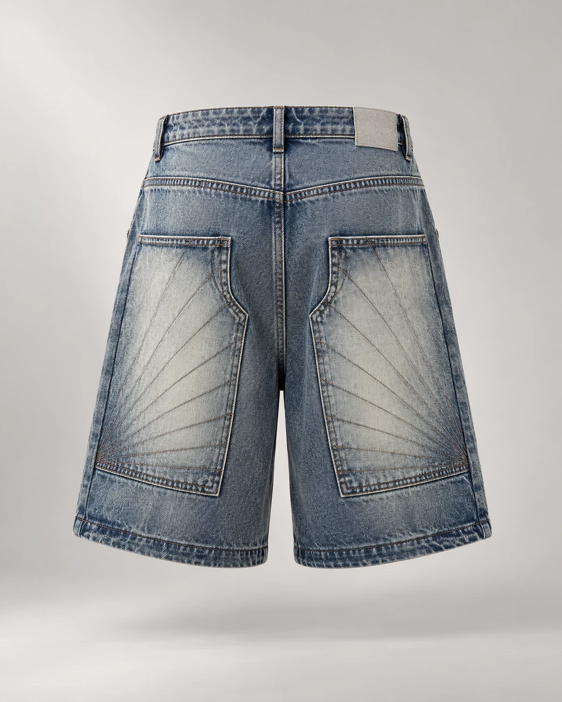 Blue Grey Whisker Wash Shorts — AI design reference 2