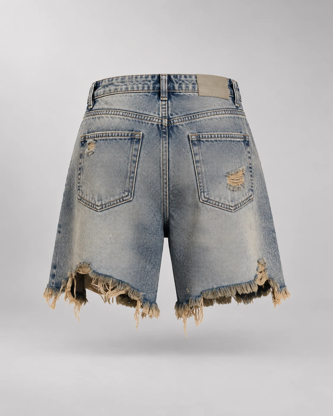 Vintage Blue Raw Edge Ripped Shorts — AI design reference 2