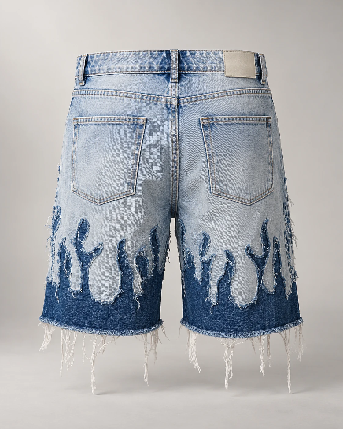 Light Blue Two-Tone Frayed Shorts — AI design reference 2