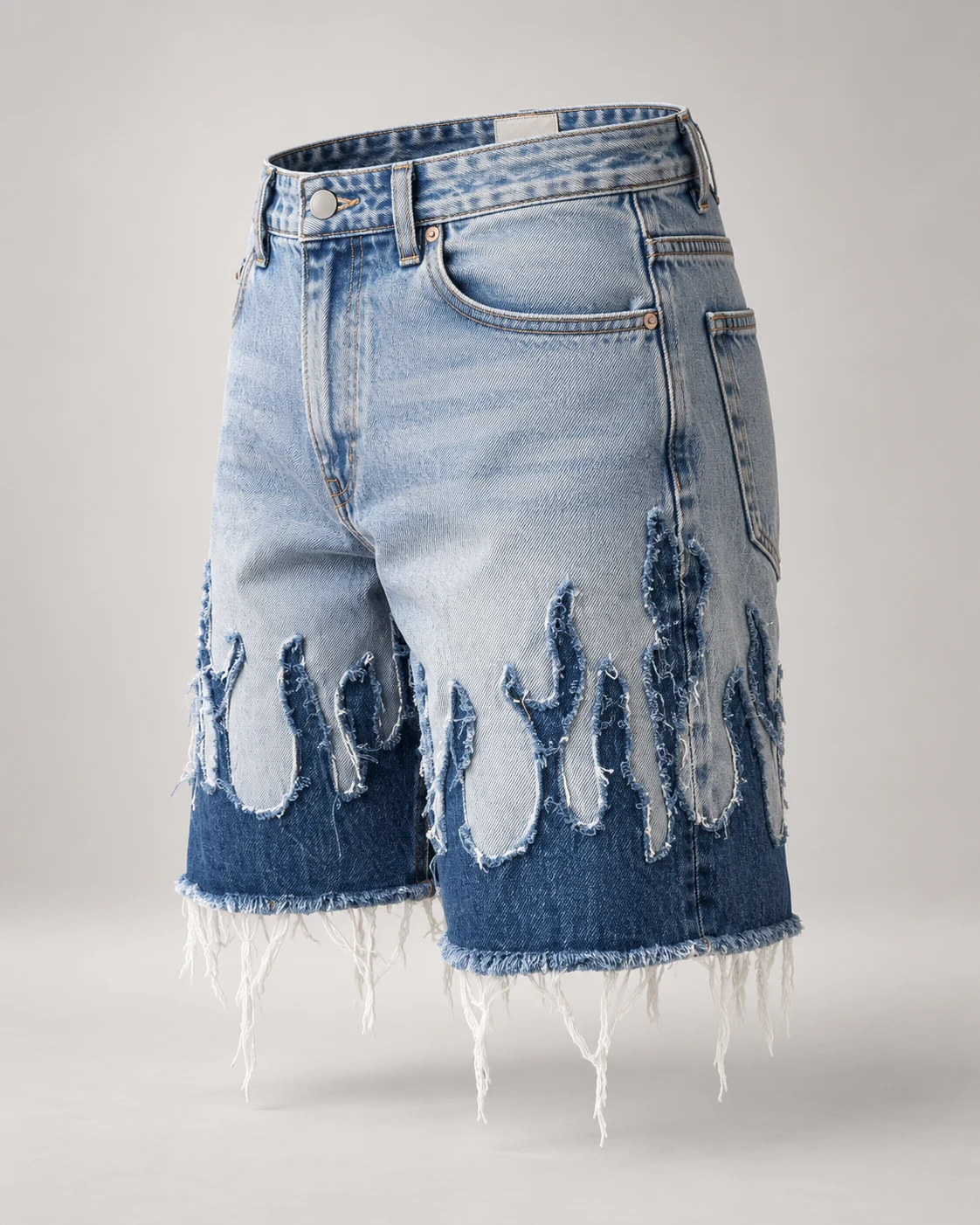 Light Blue Two-Tone Frayed Shorts — AI design reference 3