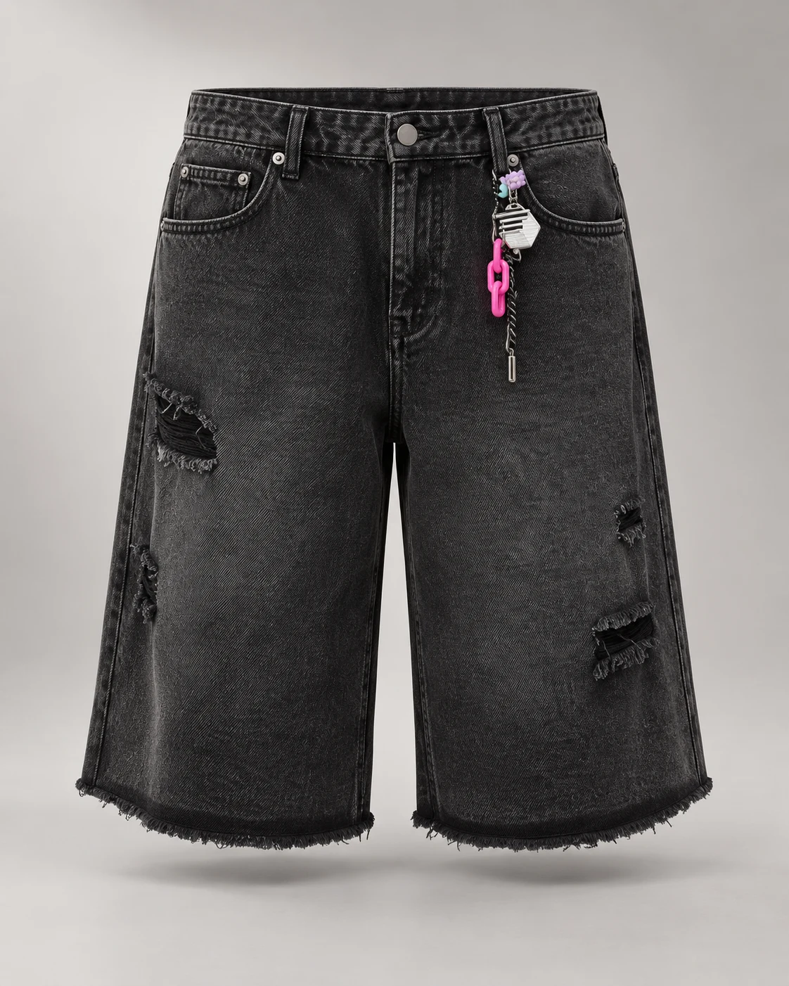 Black Minimal Distressed Denim Shorts — AI design reference 1