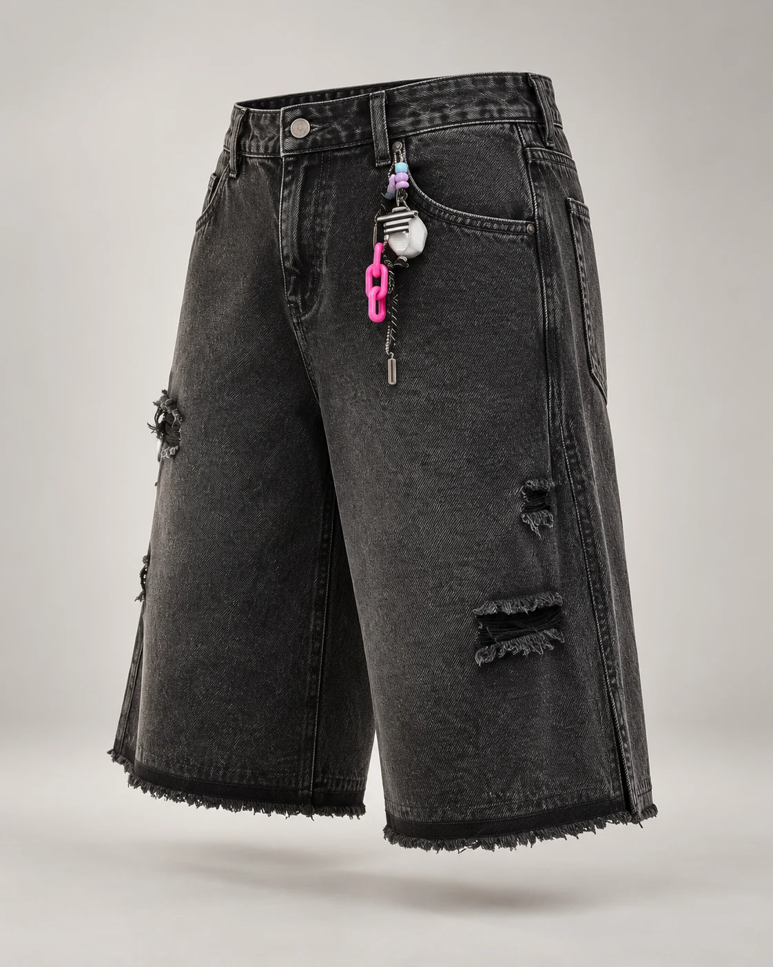 Black Minimal Distressed Denim Shorts — AI design reference 3