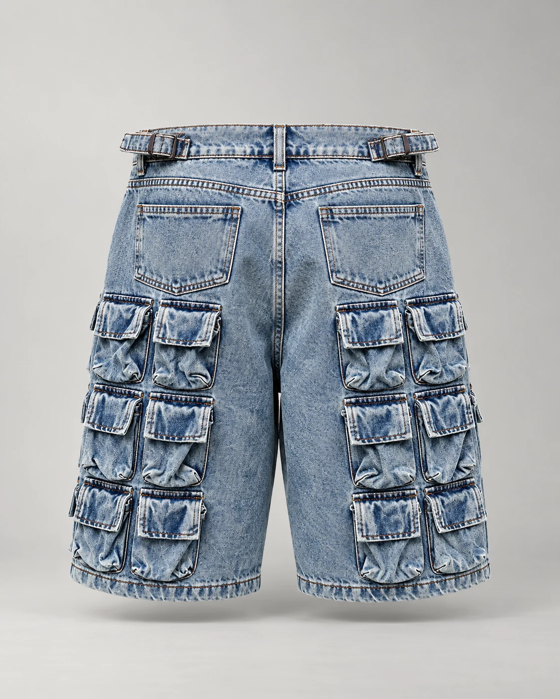 Light Blue Multi-Pocket Denim Shorts — AI design reference 2