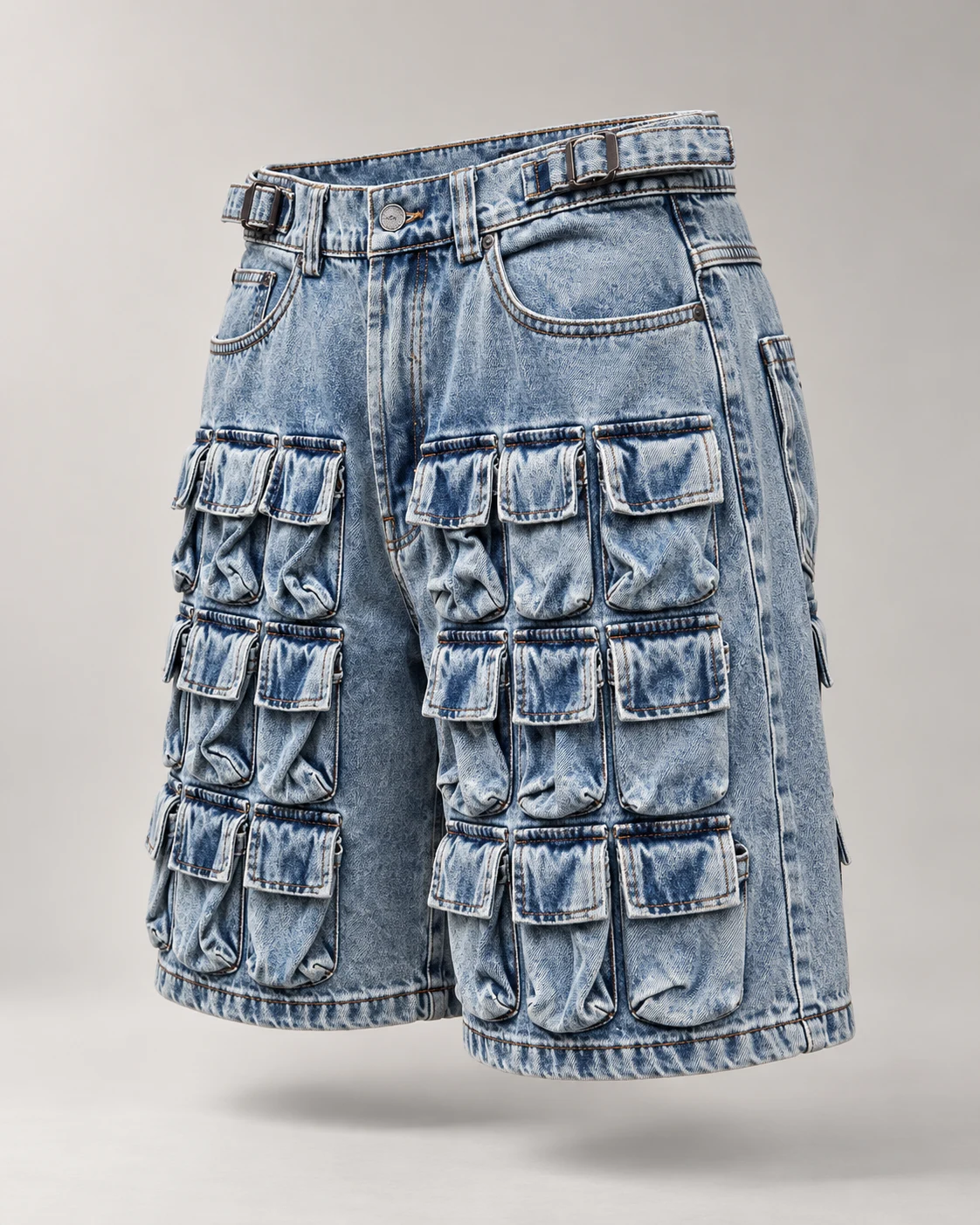 Light Blue Multi-Pocket Denim Shorts — AI design reference 3