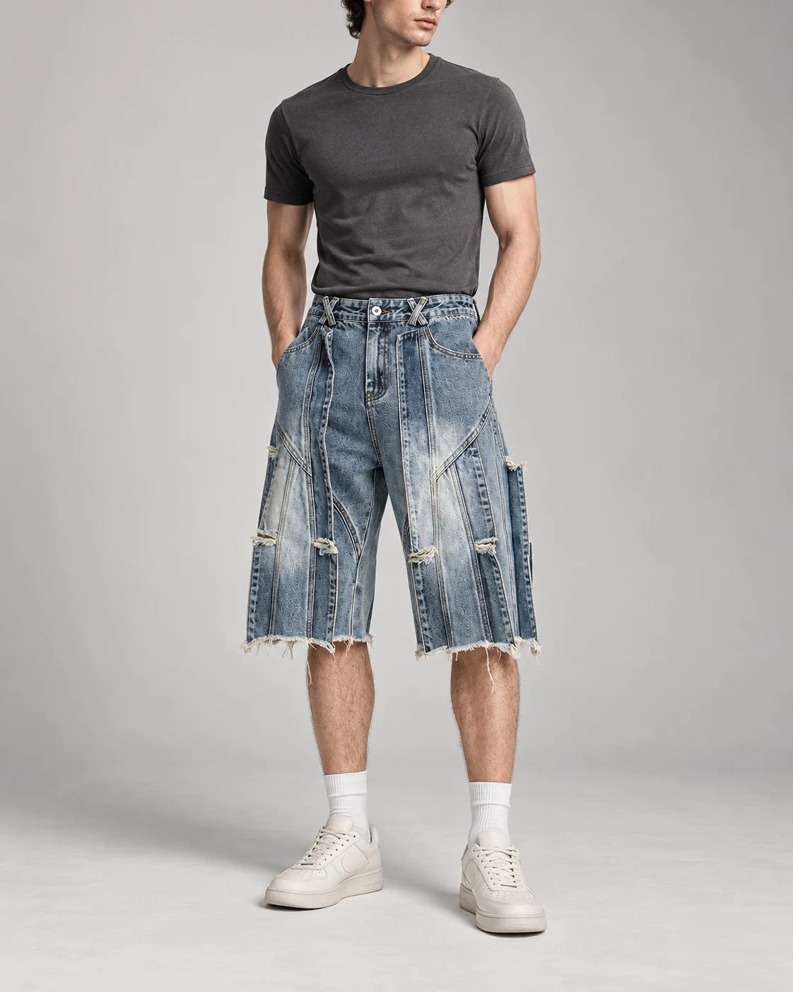 Light Blue Vertical Panel Shorts — AI design reference 4