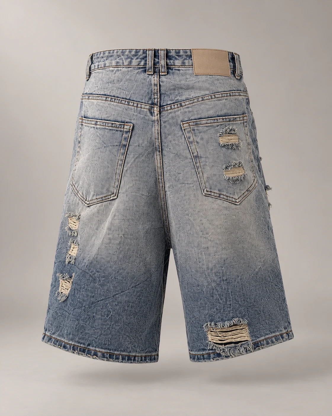 Light Blue Heavily Distressed Shorts — AI design reference 2