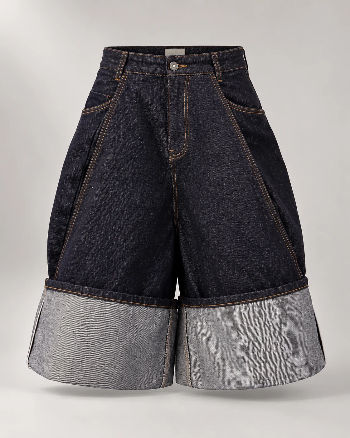 Dark Indigo Wide Cuff Denim Shorts — AI design reference 1