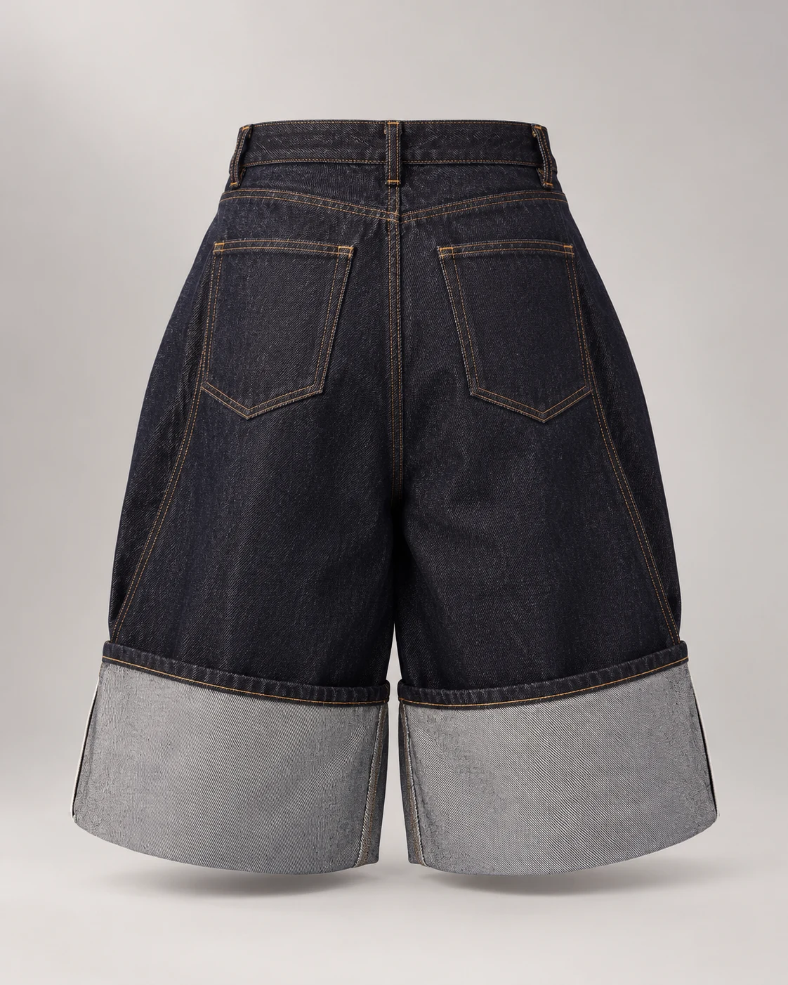 Dark Indigo Wide Cuff Denim Shorts — AI design reference 2