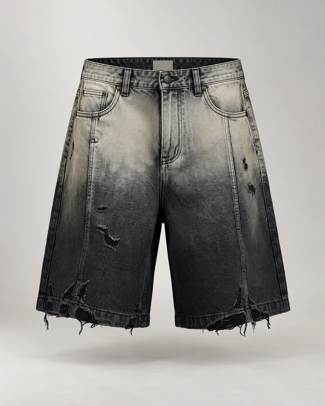 Black Grey Gradient Denim Shorts — AI design reference 1