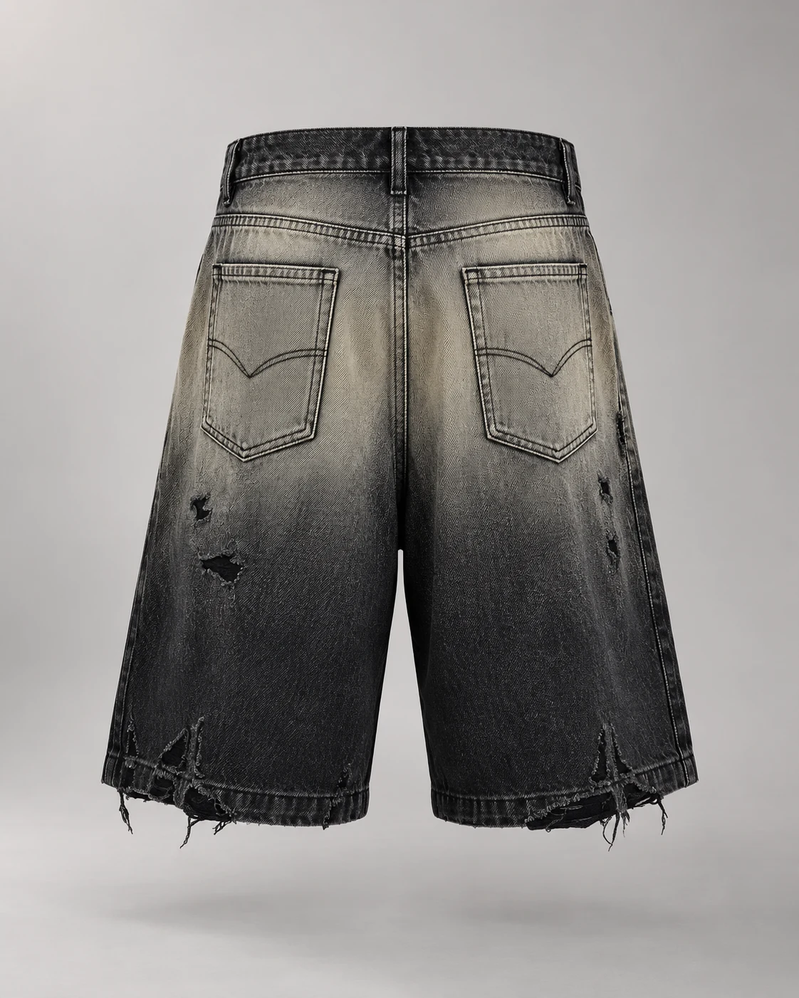 Black Grey Gradient Denim Shorts — AI design reference 2