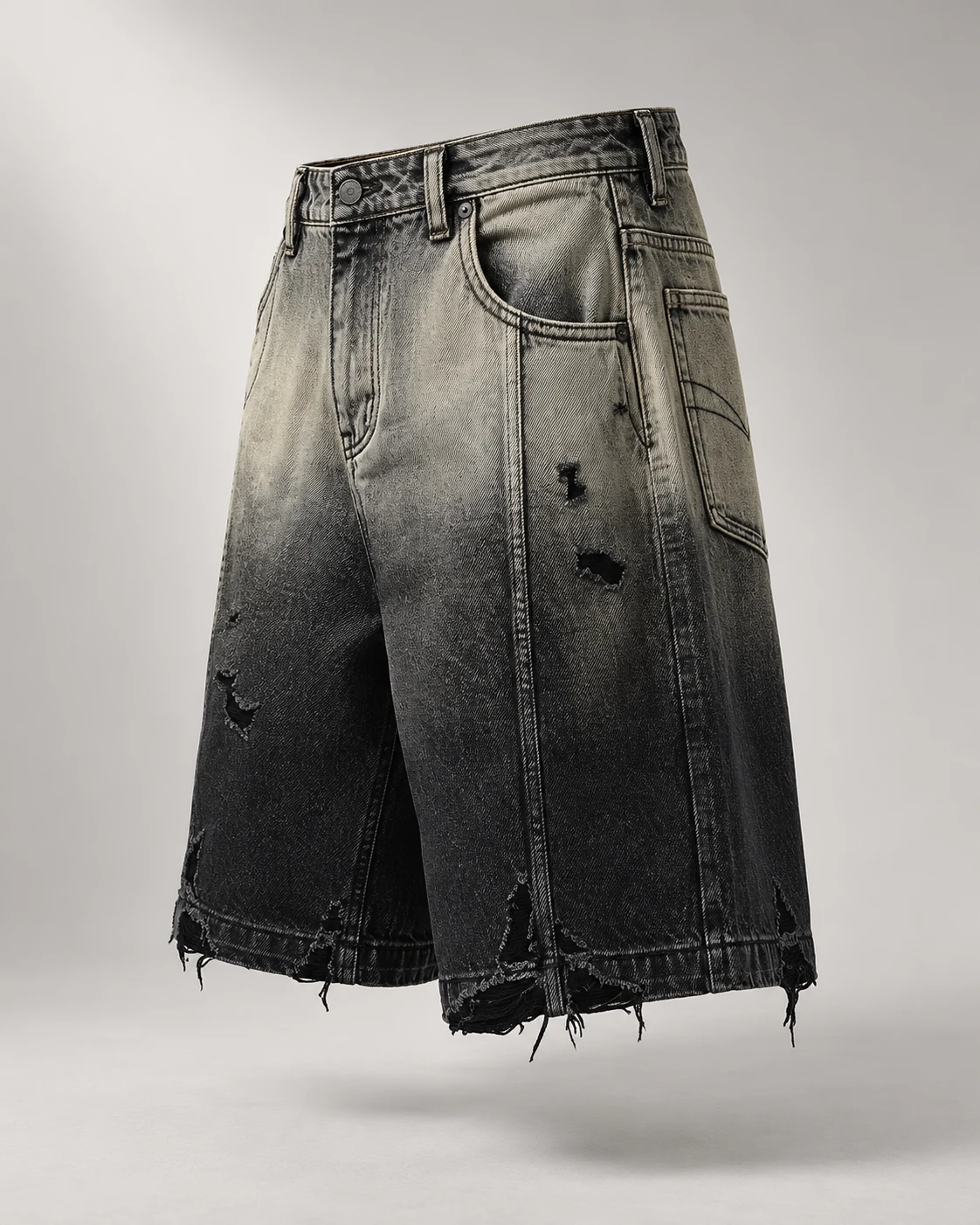 Black Grey Gradient Denim Shorts — AI design reference 3