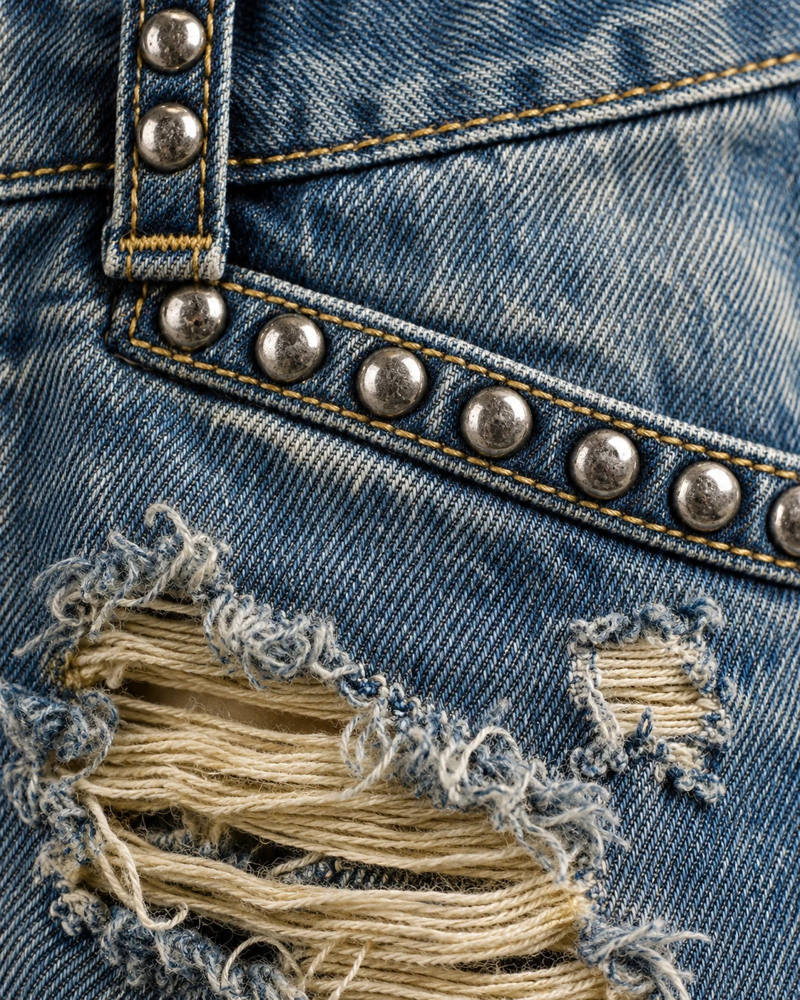 Vintage Blue Studded Ripped Shorts — AI design reference 5