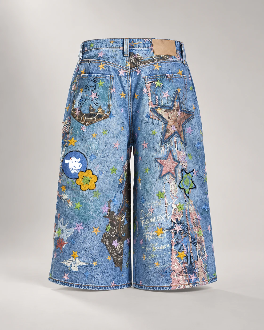 Light Blue Graffiti Denim Shorts — AI design reference 2
